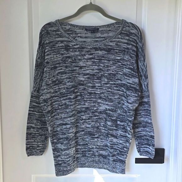 American Eagle Heather Light Gray & Dark Blue Dolman Sleeve Sweater - Size Small - Picture 1 of 13